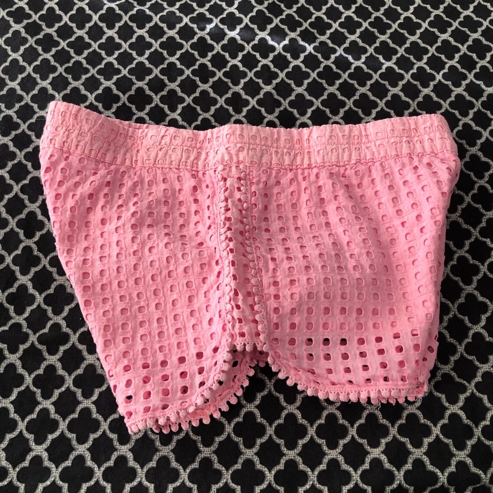 Lilly Pulitzer X Target Pink Eyelet Pom Pom Trim Shorts Womens Sz Small AB16 - Picture 4 of 9